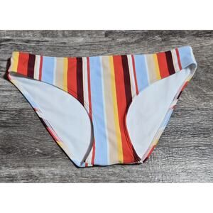 Hollister Bikini Bottom Swim Swimming Suit Striped Beach Size L Stretch Sun